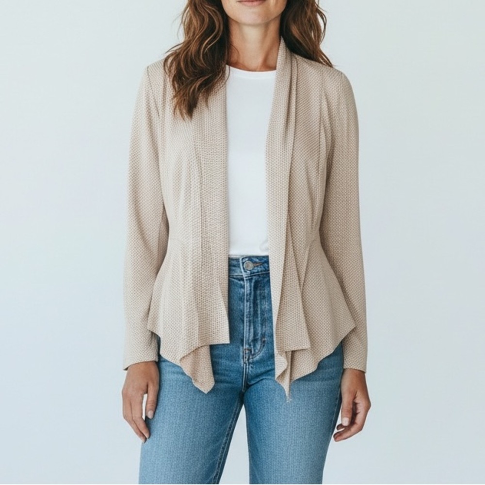 Cigno Nero Women’s Nude‎ tan dye cut leather Blazer Jacket 38 Small